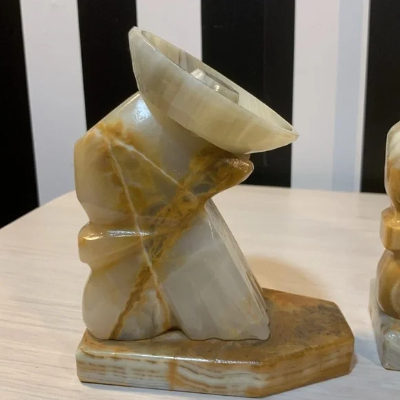 Solid Carved Stone/Rock Sleeping Man in Sombrero Book Ends Vintage Home Decor - Picture 6 of 17